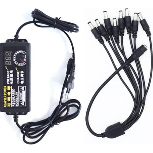 Led Screen Adjustable power adapter AC to DC 9V-24V Universal display screen voltage Regulated power supply adatpor 24V 1 to 4/8