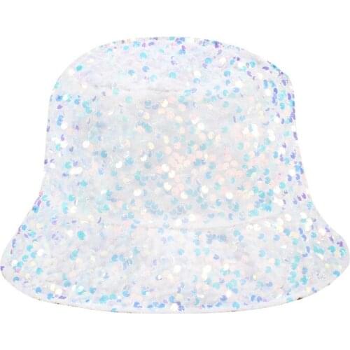 Sequin bucket hat sequin hat fisherman hat basin hat wide brim sun hat Japanese trendy mens and womens fedora hat Panama