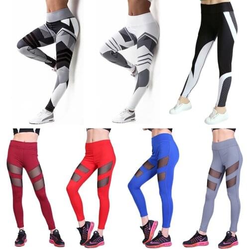Yoga Pants Plus Size Women Sexy Leggings Sport Pants Running Jogging Fitness See-through Mesh Stitching High Elastic Gym Legging