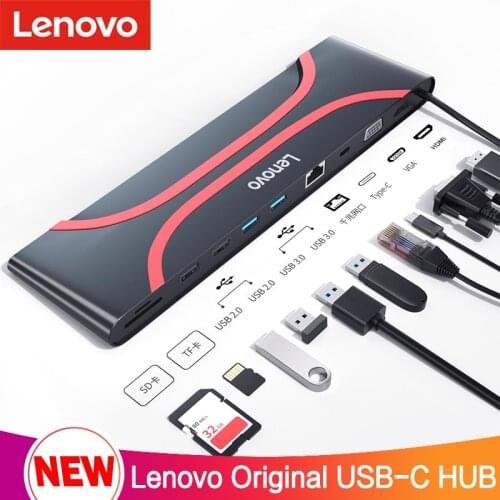 Lenovo USB Type C HUB to HDMI RJ45 Card Reader Multi USB3.0 PD Adapter For Apple iMac 24 27 2021 2020 USB-C Dock Splitter 8 Port