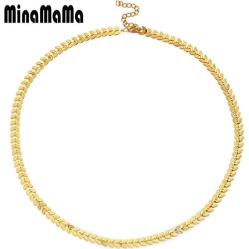 Bohemian Stainless Steel Sequins Leaf Chain Necklaces For Woman Female Choker Collar Womens Jewelry
