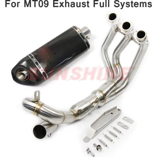 For YAMAHA YZF MT09 FZ09 Exhaust Motorcycle Full Systems Escape Moto Motorcross Front Pipe Modified Muffler Carbon Fiber Slip on