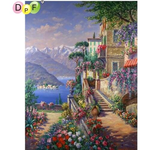 DPF House mountain peaks, 5D crafts needlework diamond mosaic square home decor diamond embroidery diamond painting cross stitch