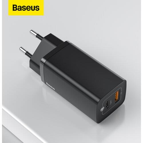 Baseus 65W GaN Charger PD USB C Charger Quick Charge 4.0 3.0 Dual USB Port Phone Charger ForiP ForXiaomi ForSamsung Laptop
