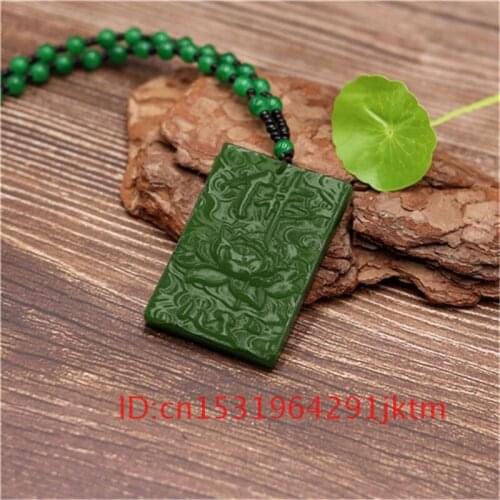 Women Gifts Carved Men for Jewelry Pendant Natural Fashion Amulet Chinese Lotus Jadeite Necklace Buddhism Green Hand Charm Jade