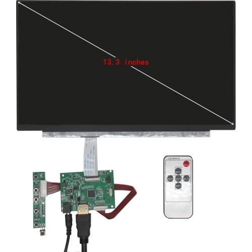 13.3inches 1920*1080 IPS HD Screen Display LCD Monitor with Remote Control Driver Board HDMI for Orange Raspberry Pi 3