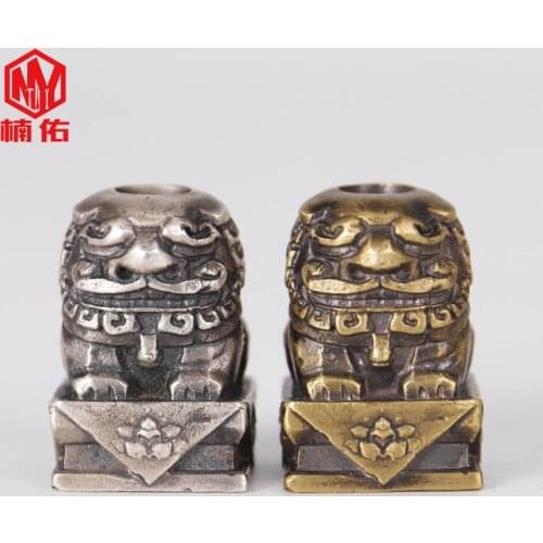 1PC EDC Stone Lion Brass Paracord Knife Beads Outdoor Knife Accessories Portable Key Ring Accessories