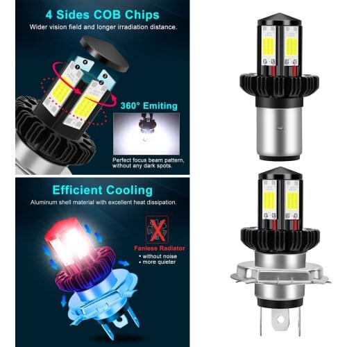 1pcs Moto Motorcycle Headlight Bulbs LED Hi Lo beam High Brightness Small Size