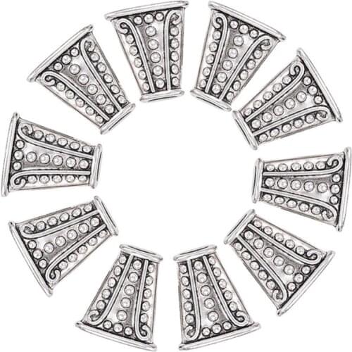 20pcs Antique Silver Plated Alloy Bead Cones End Beads Caps for Jewelry making Accessories Wholesale 18x16.5x7mm F80