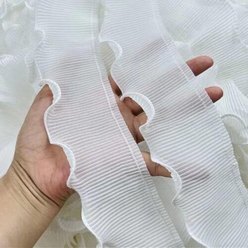 2021 Special price White Embroidered flower lace fabric dubai sewing DIY trim applique Ribbon collar guipure dress wedding decor