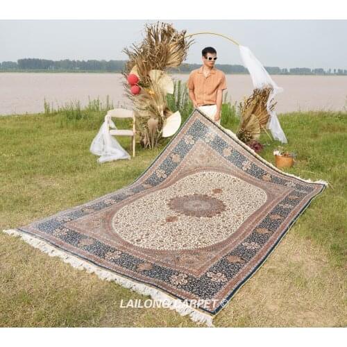 2x3m Handmade Persian oriental silk area rug hand knotted kashmir silk carpet (YL0304A)