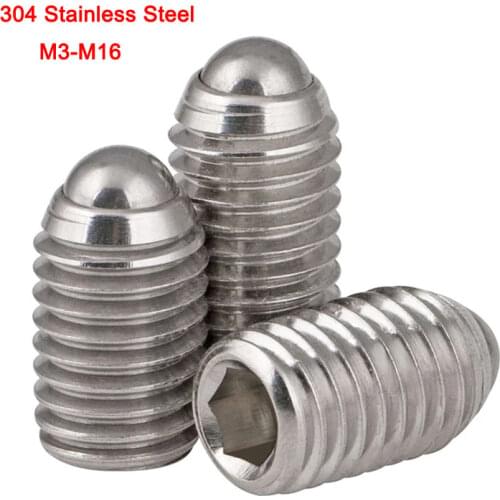 304 Stainless Steel Tight Spring Ball Plunger Wave Beads Positioning Beads Marbles Ball Screws M3 M4 M5 M6 M8 M10 M12 M16