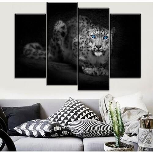 4pcs Full Square Round Drill 5D Diy Diamond Painting Snow Leopard Black and white Multi-picture Embroidery Home decorZP-2313