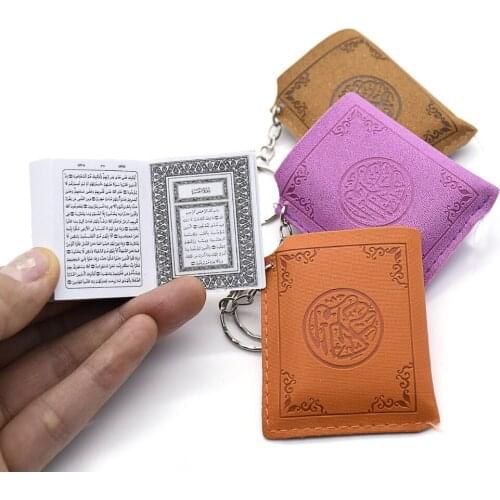 50PCS Mini Arabic language Koran Quran Islam Muslim ALLAH real paper can read Pendant Key Chains Fashion Religious jewelry
