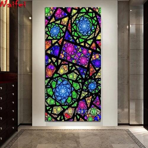Abstract Geometry Large Painting DIY Diamond Painting Full Square Round Cross Stitch Colorful Mandala 5D Embroidery Rhinestone