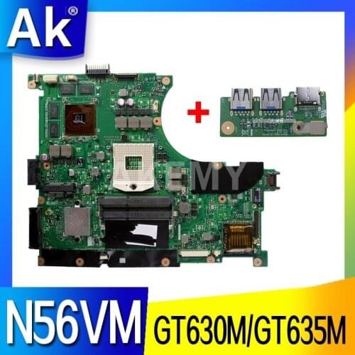 Akemy N56VJ/N56VM Laptop motherboard For Asus N56VM N56VZ N56VJ N56V Test original mainboard GT630M/GT635M-2G Support i3 i5 i7