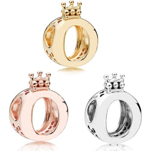 Authentic 925 Sterling Silver Beads Fashion Crown Letter O Creative Beading Fit Original Pandora Bracelet For Women Diy Jewelry