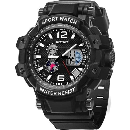 BASID Dual Display Mens Sports Watches Top Brand Luxury Gentleman Army Military Quartz Man Waterproof Male Digital Wrist Watch