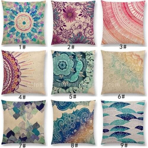 New Arrivals Growth rings Gorgeous Flowers Prints Sofa Pillow Case Beautiful Leaf floral pattern Mandala Cushion Cover