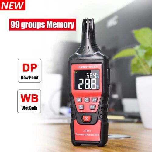 HABOTEST Digital Temperature Humidity Meter Hygrometer Wet Bulb Dew Point Weather Station Thermometer Gauge Pyrometers Tester