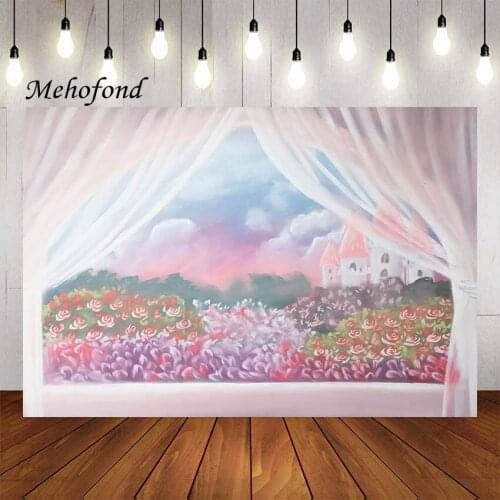 Mehofond Photography Background Painting Dreamy Magical Castle Princess Girls Birthday Party Portrait Backdrop Photo Studio
