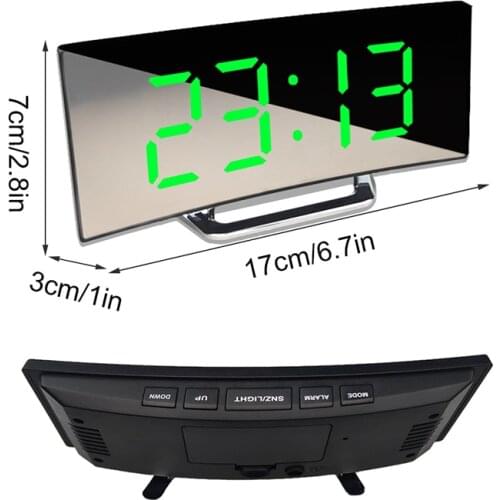 Curved Digital Alarm Clocks LED Screen for Kids Bedroom Living Room Temperature Snooze Function Home Decor Big Desk Table Clock
