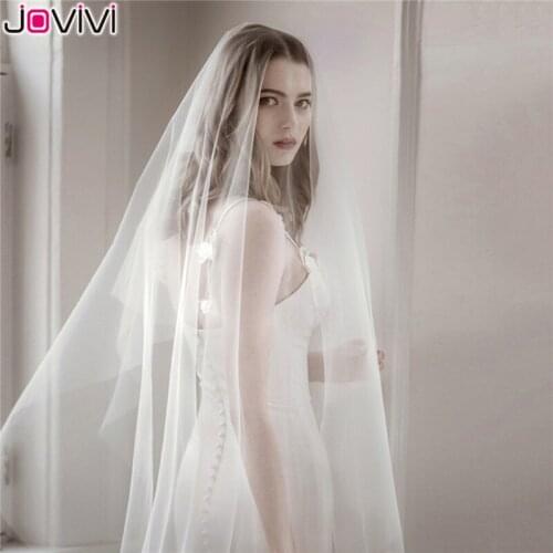 Jovivi Brand New 1pc Long Wedding Veils One Layer Simple Bridal Veil for Marriage Weeding Accessories