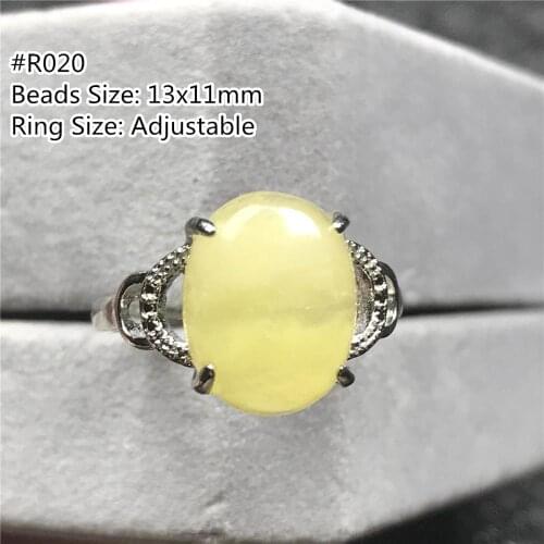 Top Natural Yellow Amber Ring Jewelry For Woman Lady Man Gemstone Love Gift Crystal Oval Beads Silver Adjustable Size Ring AAAAA