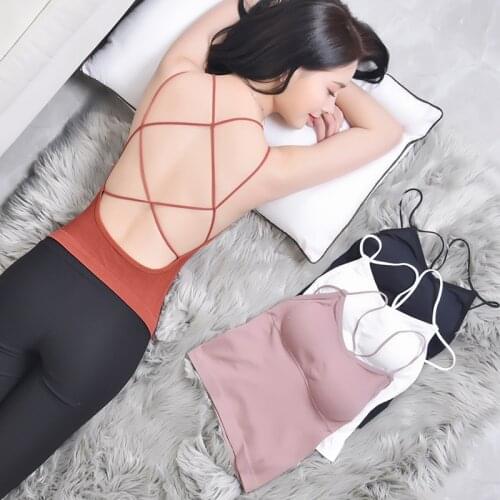 Summer New Women Sleeveless Tanks Top Sexy Lace Patchwork Tshirt top Chest Pad For Beautiful Back