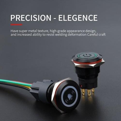 WD22mm metal push button switch ring lamp Doorbell Style Button IP67 Waterproof Metal button Switch