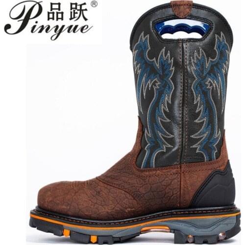 Domineering Outdoor Boots Work Shoes Vintage embroidered Martin boots Casual sport lace-up thick heels mens boots Large 38 48