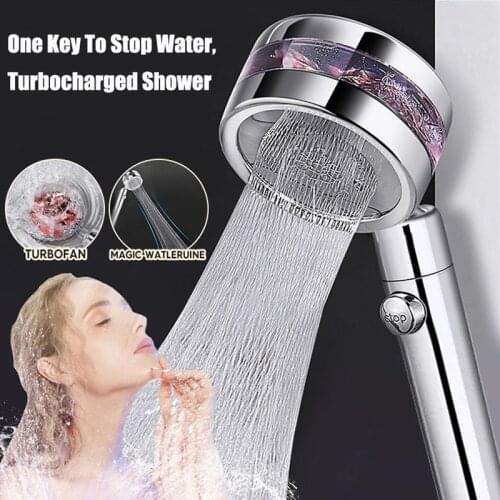 Hand Shower Head Adjustable 360 Degrees Rotating Double-Sided Turbocharged Shower Head Shaking Head With Switch On/Off Button