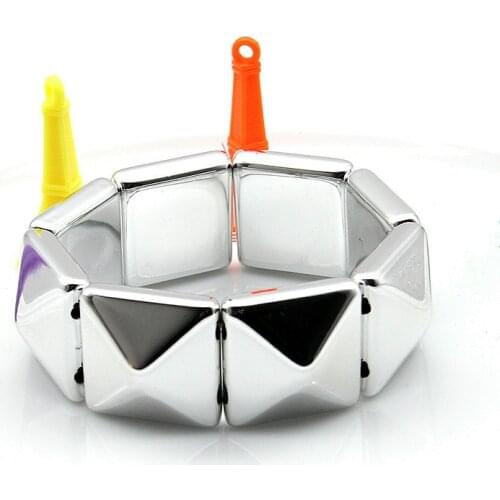 New Bohemian Acrylic Beads Chain Charm Bracelets For Women Silver Color Curved Elastic Cuff Bracelets & Bangles Women Jewelry