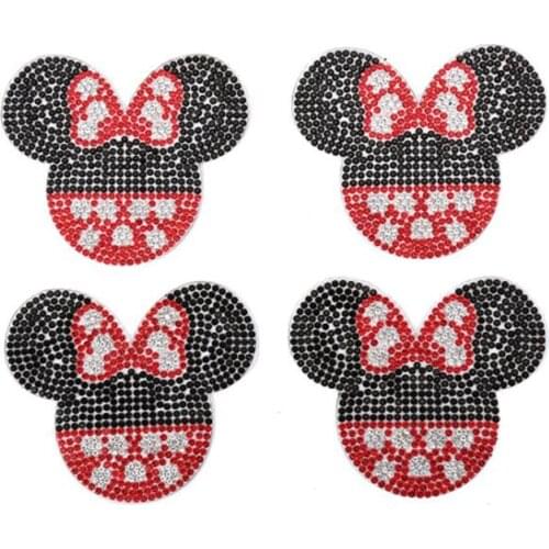 Disney Minnie Crystal Rhinestone Mickey patches for Clothing Iron on Clothes Appliques Badge Fabric Sticker Apparel Accessories