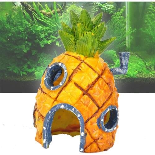 Underwater Comic Plants Pineapple House Fish Hiding Play Home Shrimp Nest Fish Tank Decor Aquarium Decoration