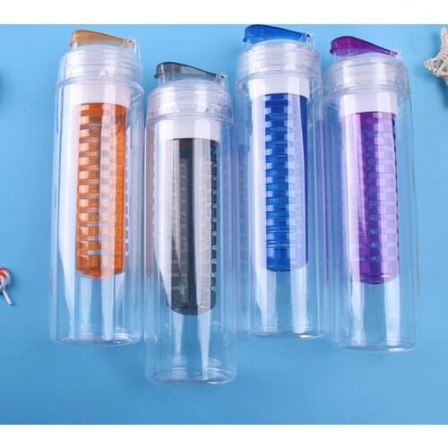 Portable 700ml Fruit Water Bottle Plastic Leak Proof Outdoor Sports Juice Lemon Kettle Beverage Bottle Drink Kids Xams Gifts