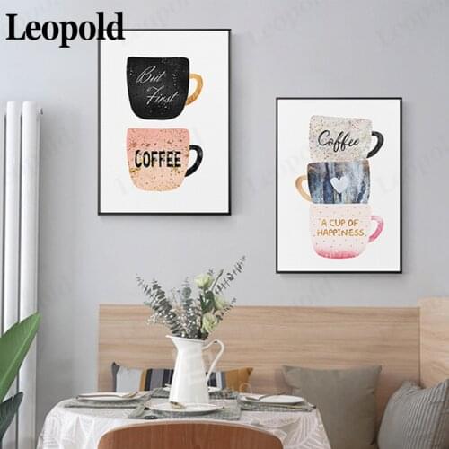 Nordic Canvas Coffee Cup Poster Creamy Afternoon Tea Cute Canvas Print Art Restaurant Cafe Decoration