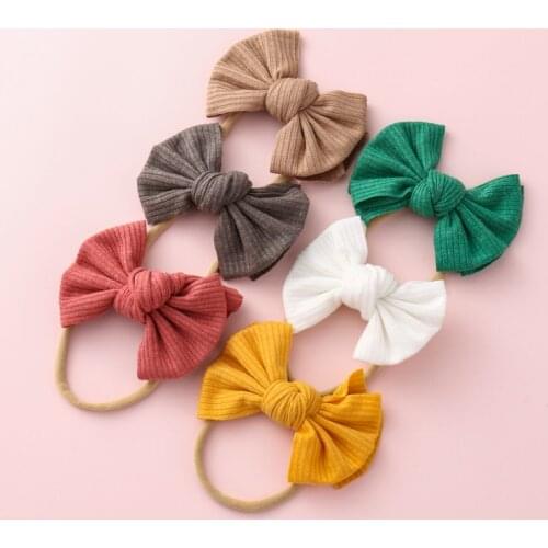 Retail 1pc 3" New Girls Bows Nylon Headbands Nylon Knot Bow Headband,Baby Girls Fabric Hair Bow Nylon Hair Band Hair Accessories