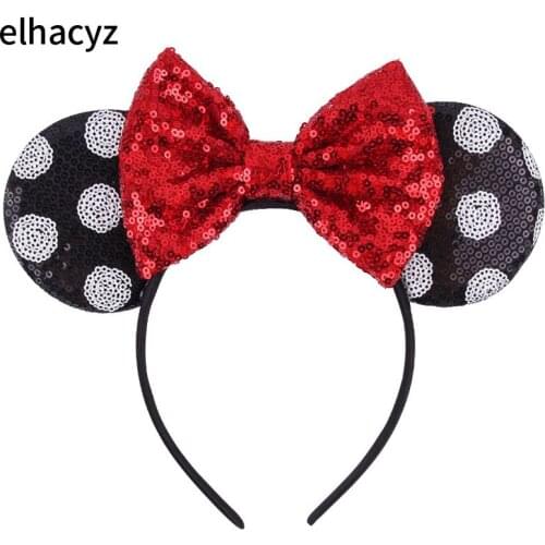 1PC New Fashion DOT Big Glitter Sequin Bow Mouse Ears Hair Band Women Glirs Chic Delicate Headband Hairband DIY Hair Accessories