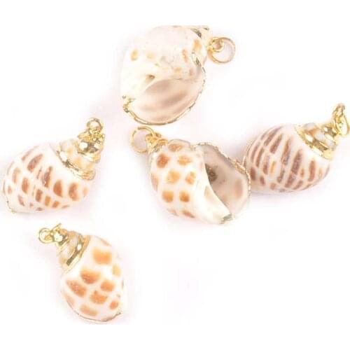5pcs 18-30mm Gold Plated Natural Spot Spiral Shell For Jewelry Bracelet Pendant Seashells DIY Home Decor Accessories tr0318