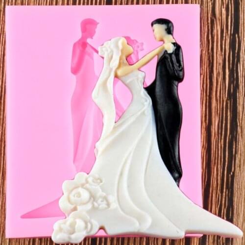 Bride And Groom Shape Silicone Molds DIY Wedding Fondant Cake Decorating Tools Kitchen Baking Chocolate Mould Candy Clay Moulds