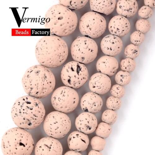Light Pink Lava Hematite Natural Minerals Stone Beads For Jewelry Making Round Spacer Beads 4 6 8 10mm Diy Bracelet Necklace 15"