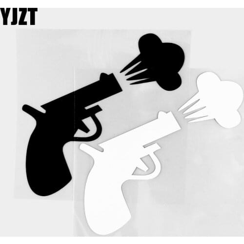YJZT 15.3×13.6CM Cartoon Weapon Car Sticker Gun Vinyl Decal Body Exterior Decoration Black / Silver 20C-0443