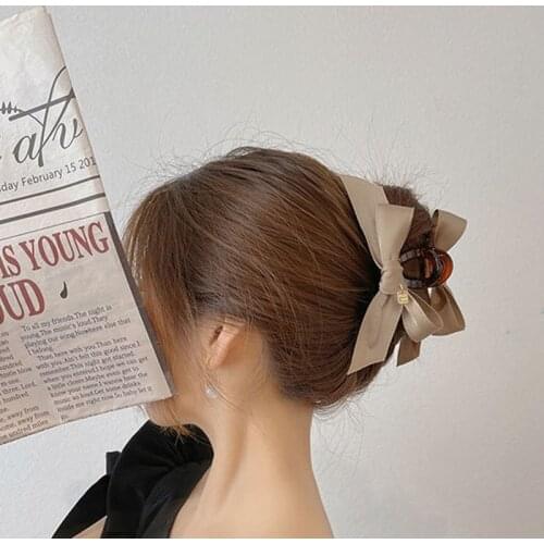 New Women Elegant Bow Hair Claws For Girls Large Grab Clips Shark Clip Headdress Hairstyle Makeup Fashion Hair Accessories