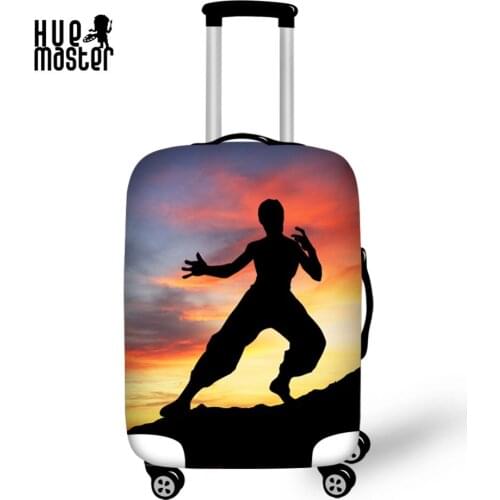 Suitcase Protective Covers Travel Accessories Kung Fu Bruce Lee Luggage Cover Elastic Trolley Case Cover for 18-30 Inch Baggage