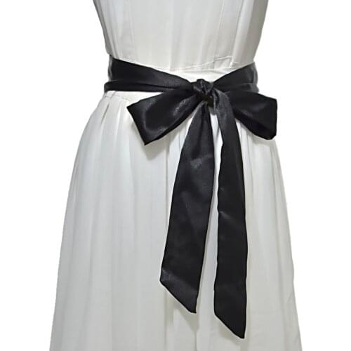 Women Silk Bow Belt New Silk Ribbon Belts for Women Wide Balck Pink Waistband Dress Fashion Designer 2021