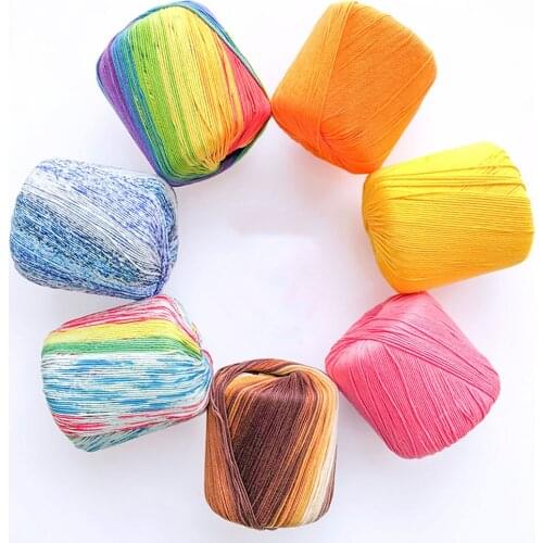 1 Roll 133M Segment Dyed Gradient Cotton Yarn DIY Thread Hand Crocheted Scarf Shawl Line Material Hand Knitting Sweater Blanket