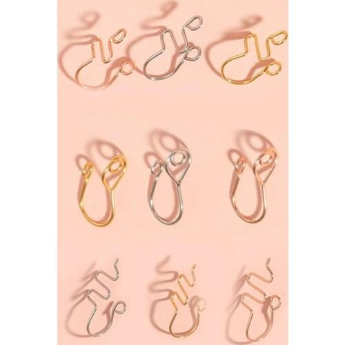 1PCS Copper Punk Spiral Fake Nose Ring Cuff Non Piercing Nose Ring Clip On Fake Nose Piercing Jewelry Ear Cuff Earrings Women