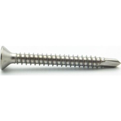 10PCS M4.8 410 Stainless Steel Metric Thread Drill Screw Cross Recessed Flat Head Self-Drill Screws Bolt Fastener