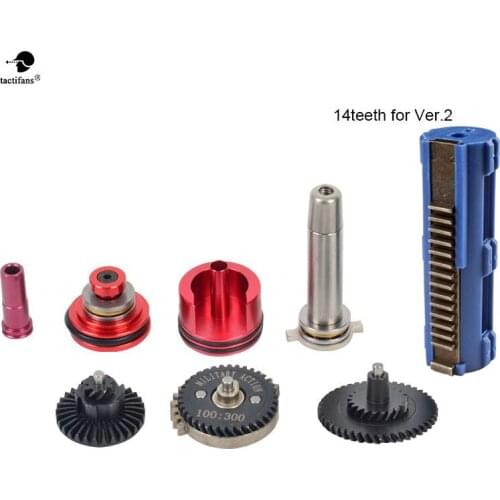 100:300 High Speed Gear 14/15 Teeth Piston Cylinder Piston Head Spring Guide Nozzle Tune-Up Set for M4/AK series Airsoft AEG/GBB